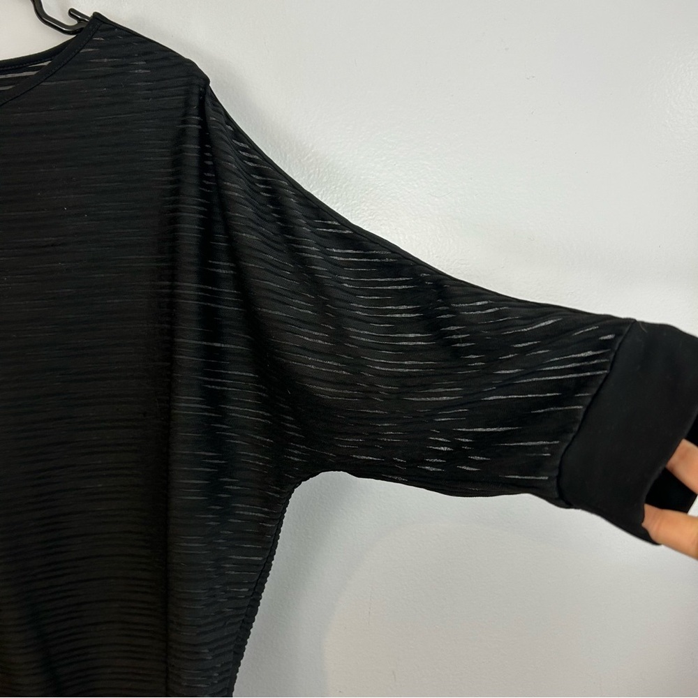 REISS Black Leah Striped Sheer Dolman Sleeve Pullover Top Size Small - Picture 4 of 9